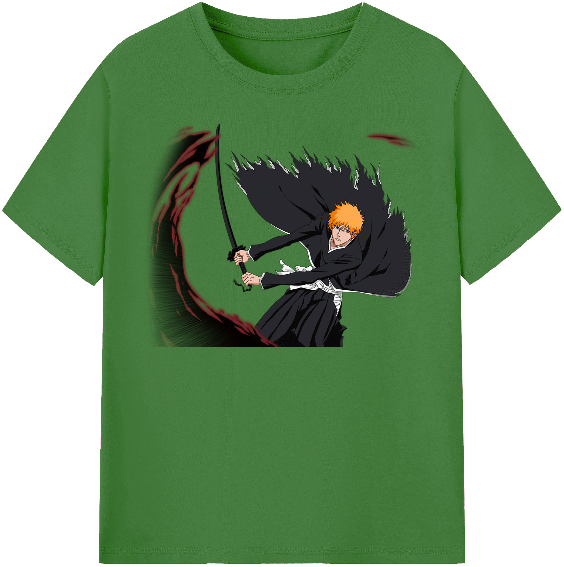 （画像用） ブリーチ 黒崎一護（くろさき いちご）BLEACH Kurosaki Ichigo レディースカジュアルプリントTシャツ（綿100％）